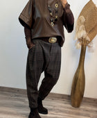 Haut similicuir marron