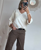 Teeshirt bi matière crème