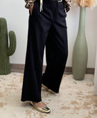 Pantalon noir fines rayures