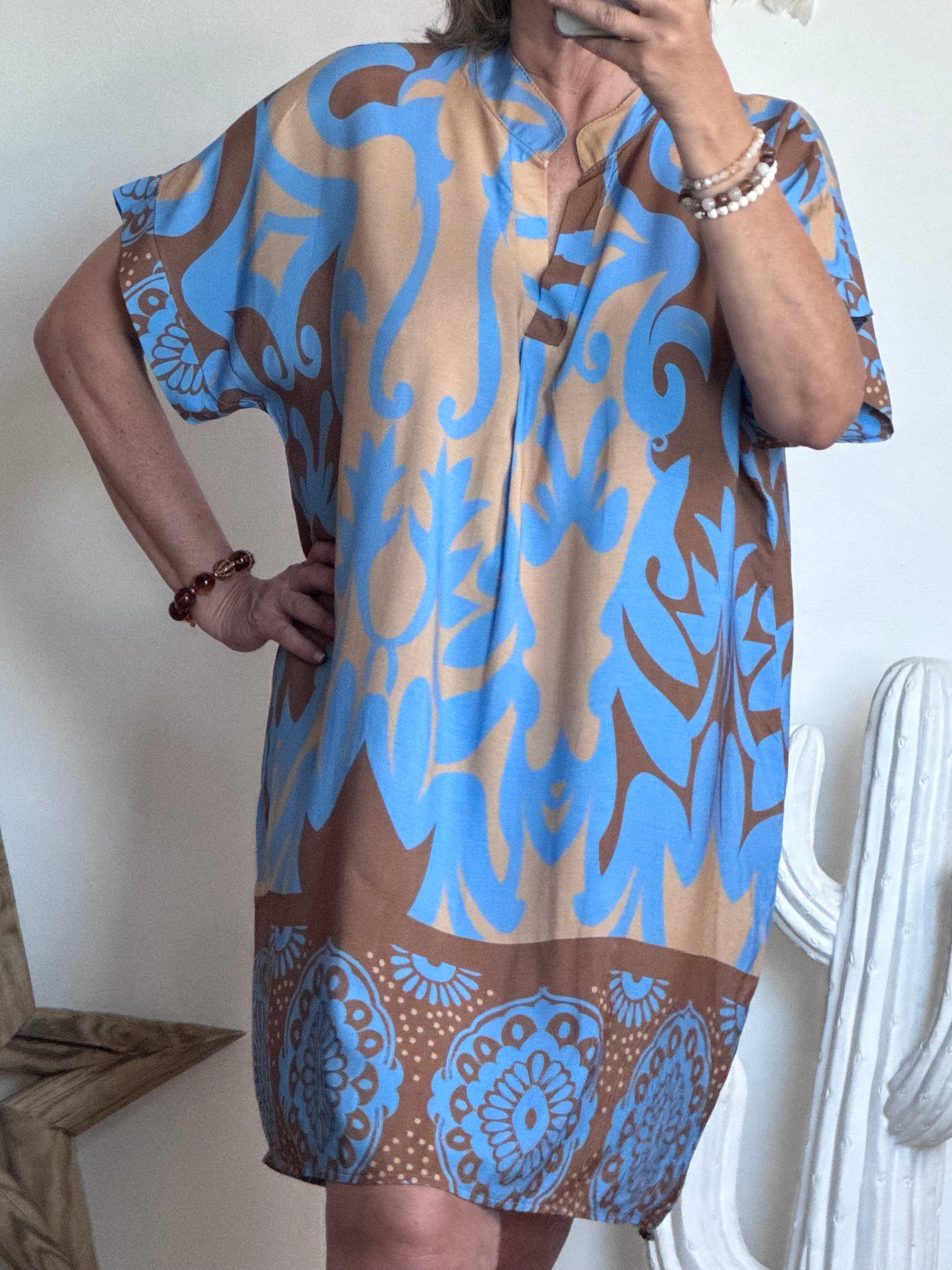 Robe Elisa camel/bleu