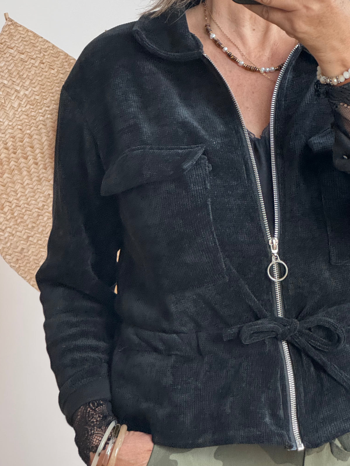 Veste velours milleraies noir