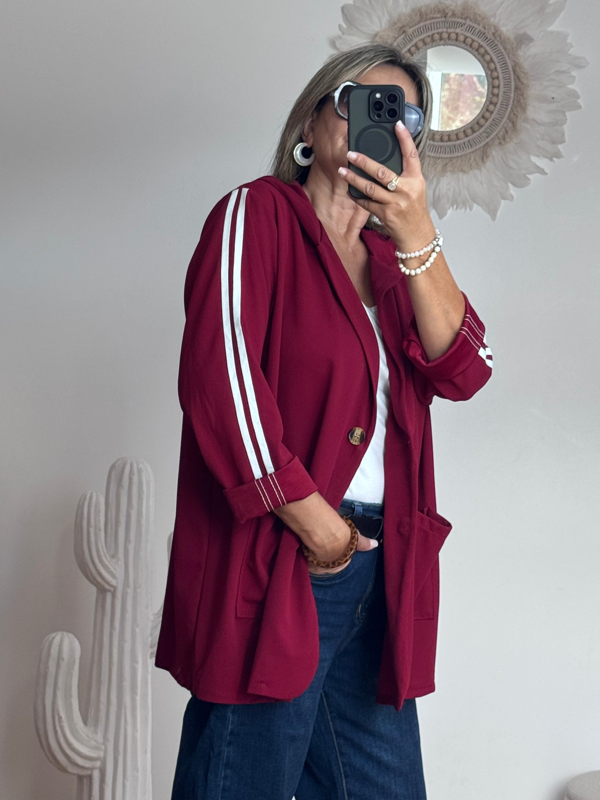 Veste casuel bordeaux jolie forme
