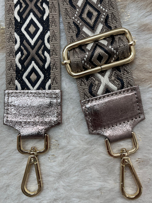 Sangle ou bandoulière pour sac cuir irisé cuivré
