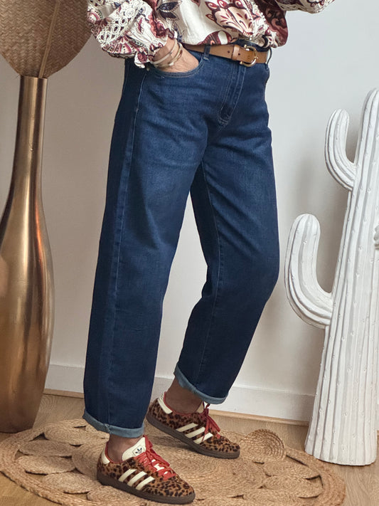 Jean barrel bleu denim