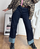 Jean revers wide leg bleu brut