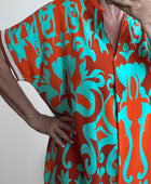 Robe arabesque turquoise et orange TU 40/48