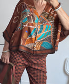 Blouse horse camel