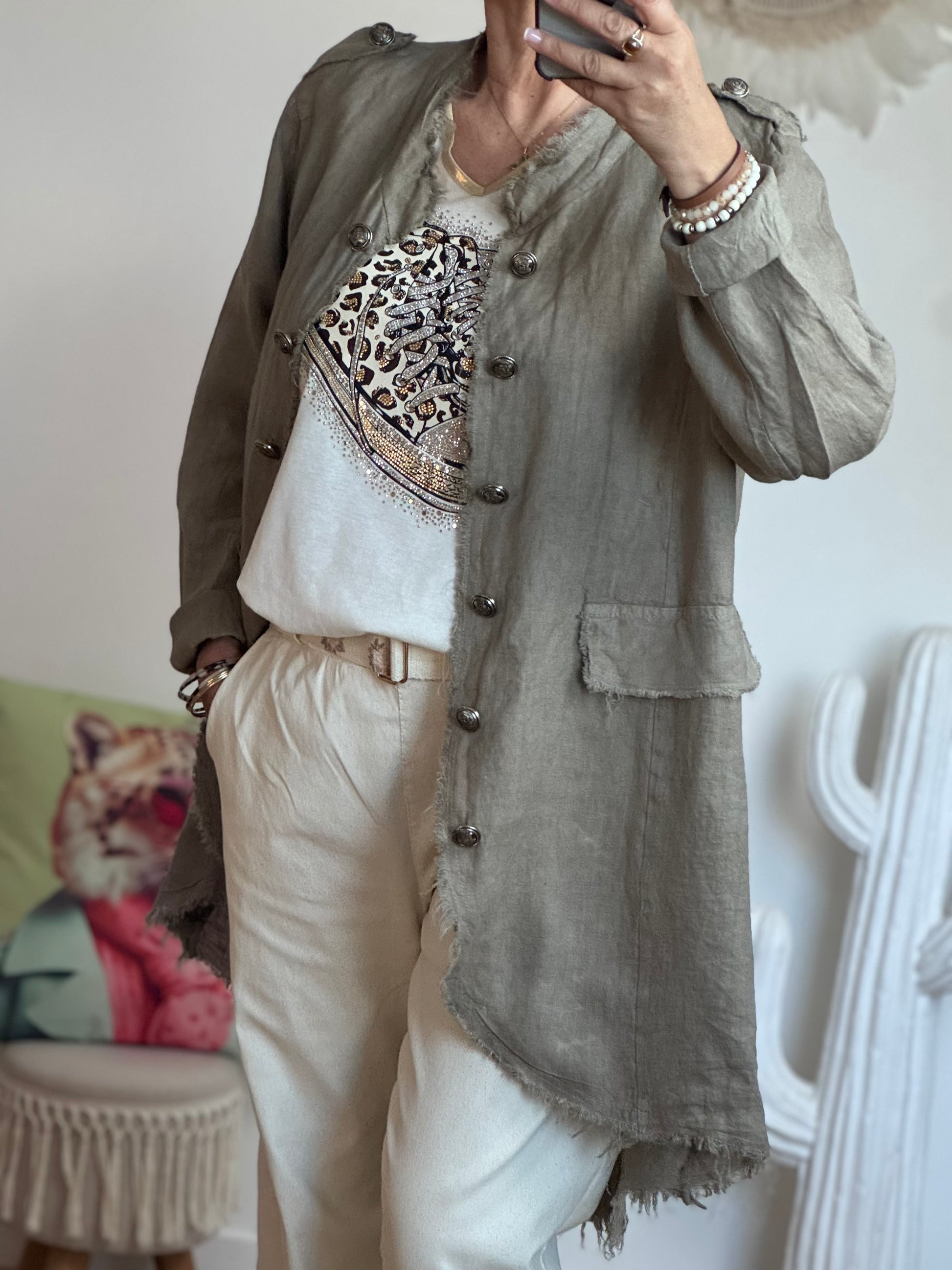 Veste lin taupe TU 42/48