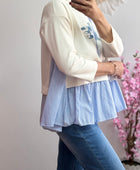 Sweat-shirt bi matière chemise bleu TU 36/44