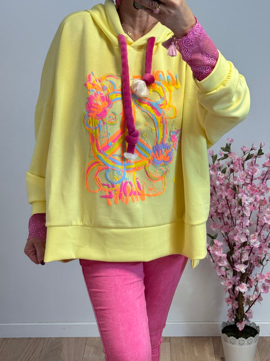 Sweat-shirt peace and love jaune TU 38/48