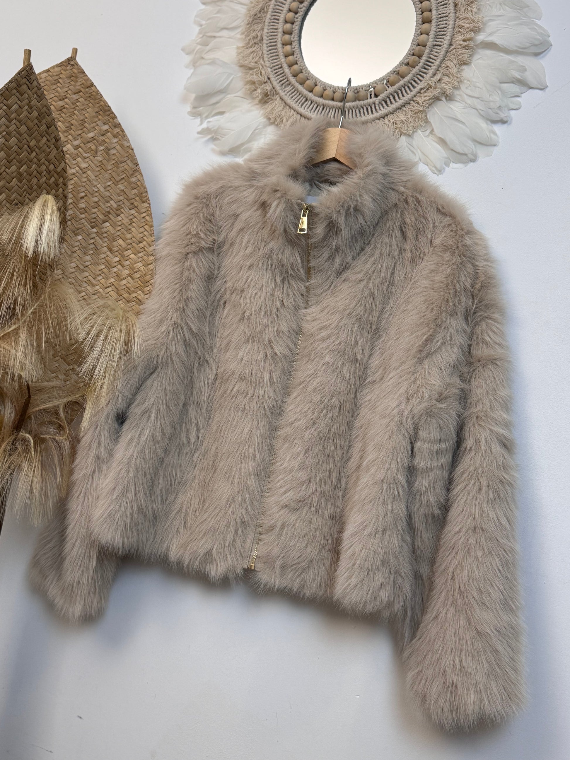 Blouson fausse fourrure beige