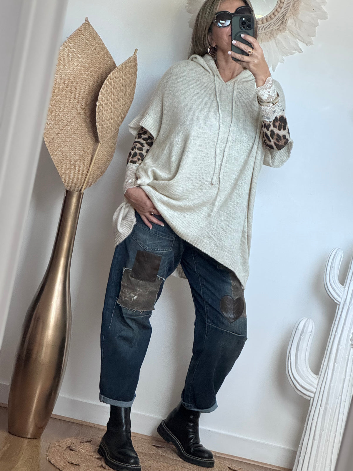 Pull oversize crème