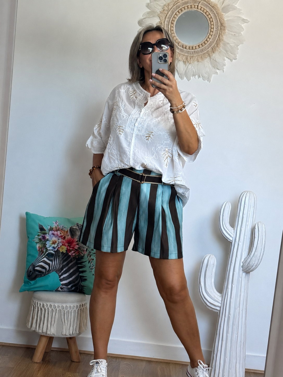 Short rayé marron/vert TU 42/48