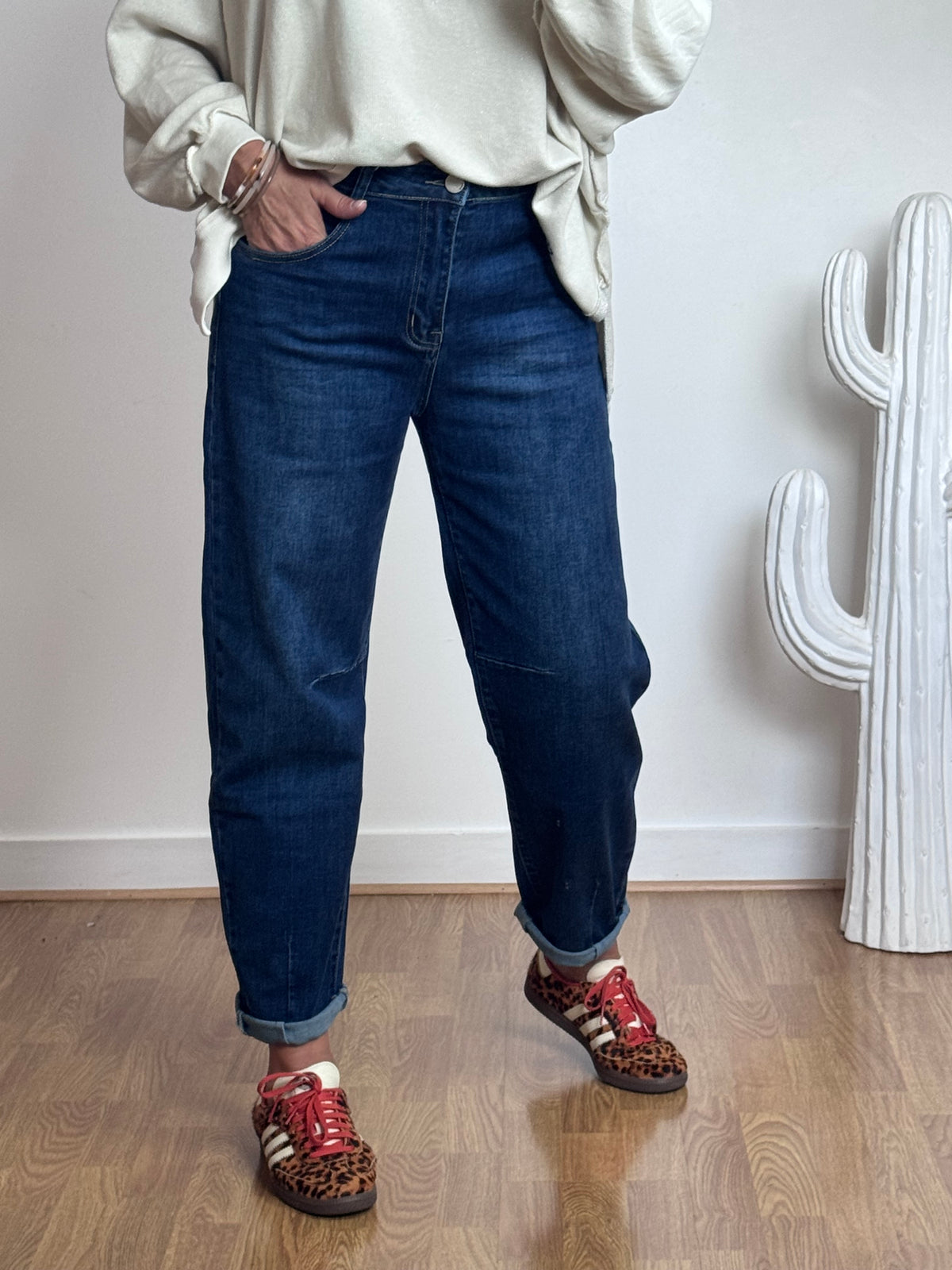 Jean barrel bleu denim