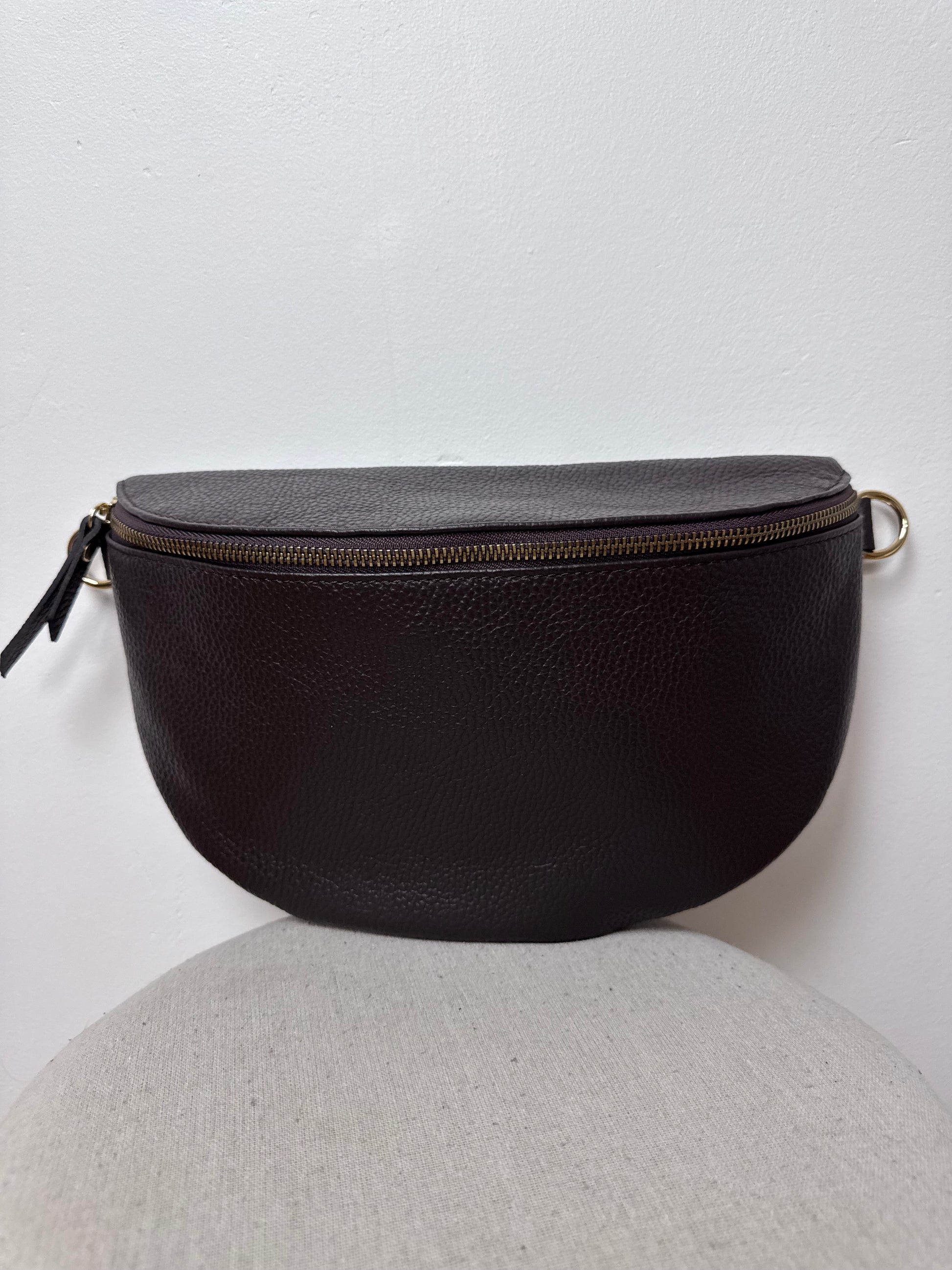 Sac banane cuir marron + 2 sangles