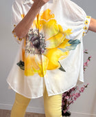 Chemise évasée fleurs jaune TU 38/46