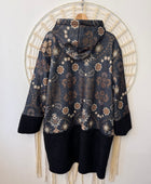 Manteau bi matière noir