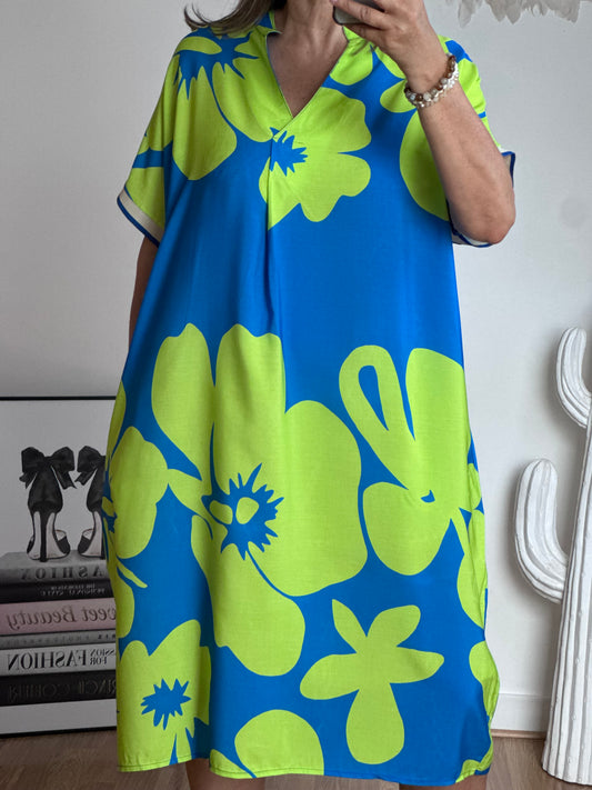 Robe floral bleu/ vert TU 40/48