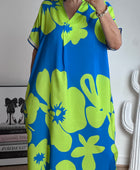 Robe floral bleu/ vert TU 40/48