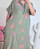 Robe gaze de coton kaki