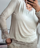 Top dentelle beige