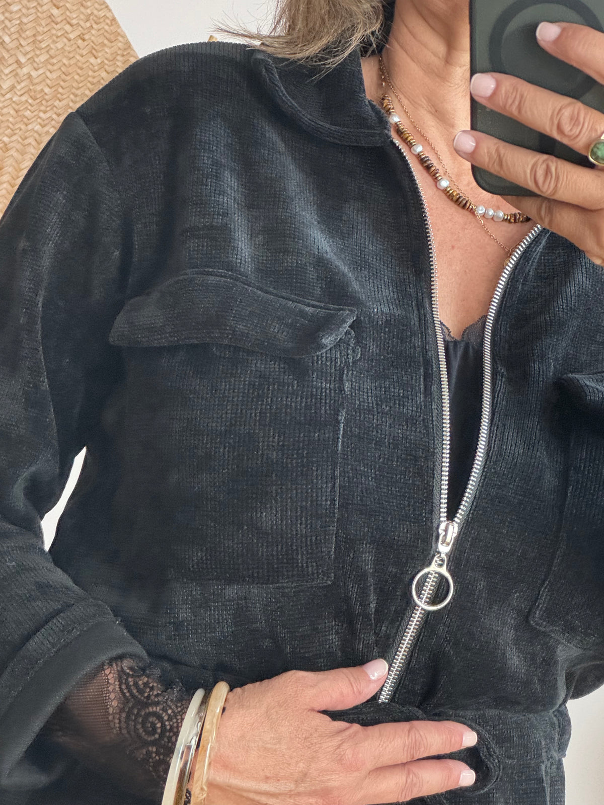 Veste velours milleraies noir