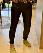 Pantalon jean skinny enduit noir du 38 au 50