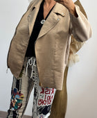 Blouson perfecto suédine beige TU 46/52