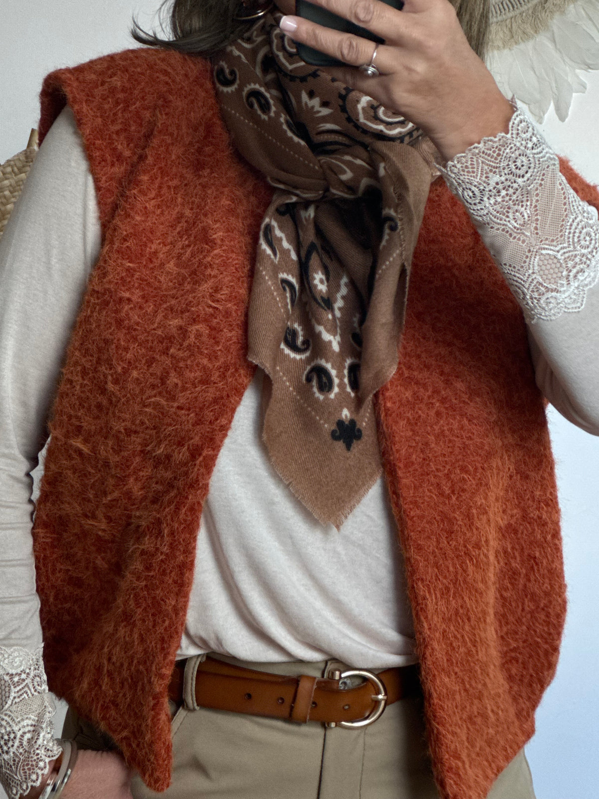 Veste sans manches terracotta