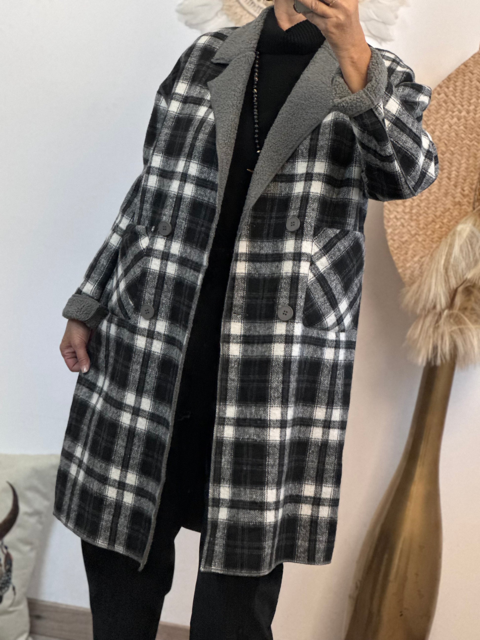 Manteau réversible gris