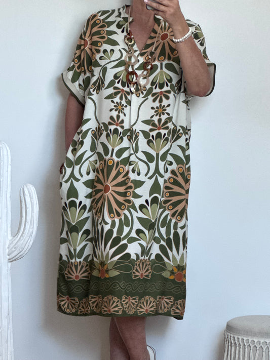 Robe Emma version longue kaki
