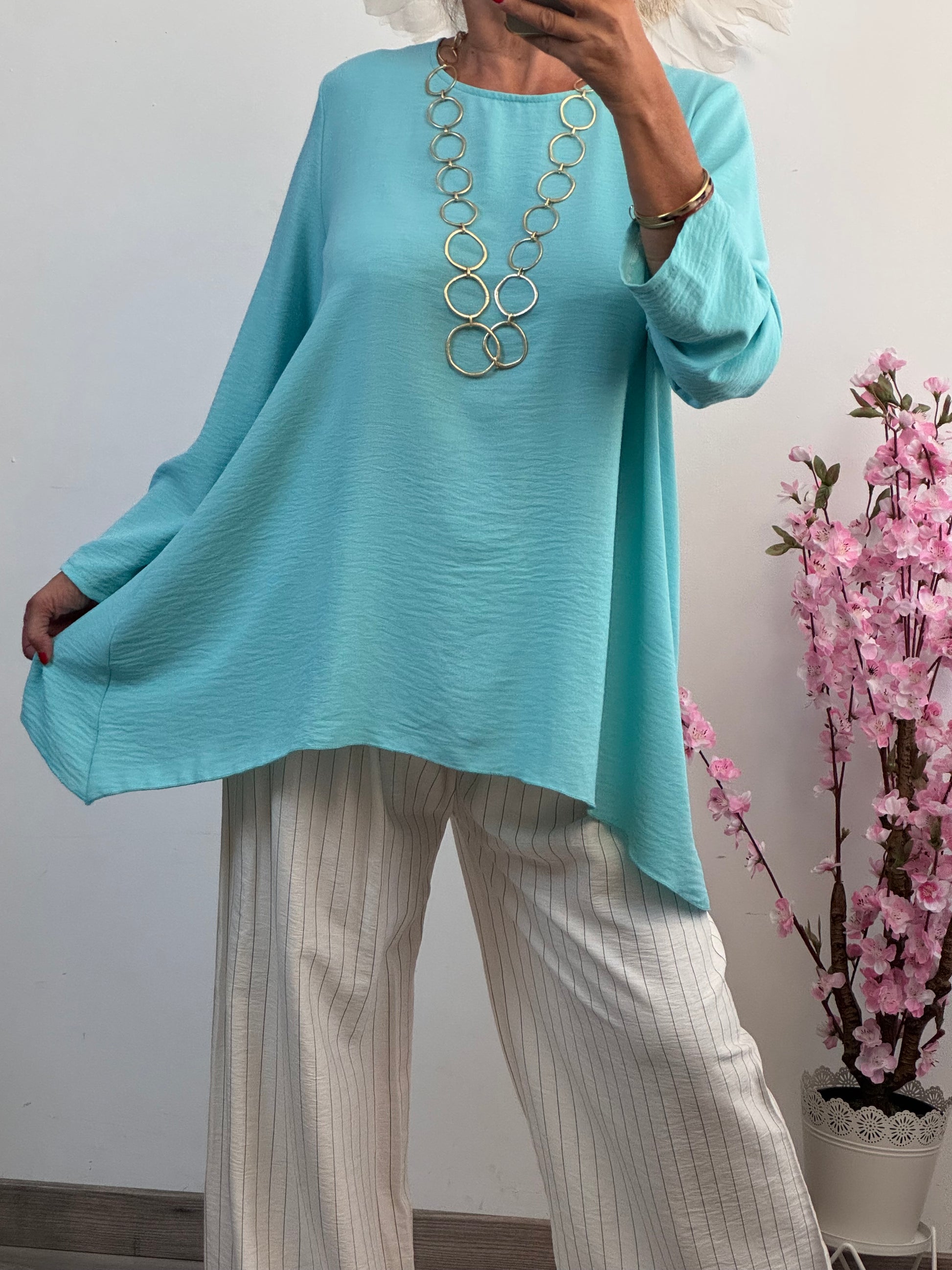 Blouse Mila asymétrique turquoise