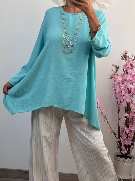 Blouse Mila asymétrique turquoise
