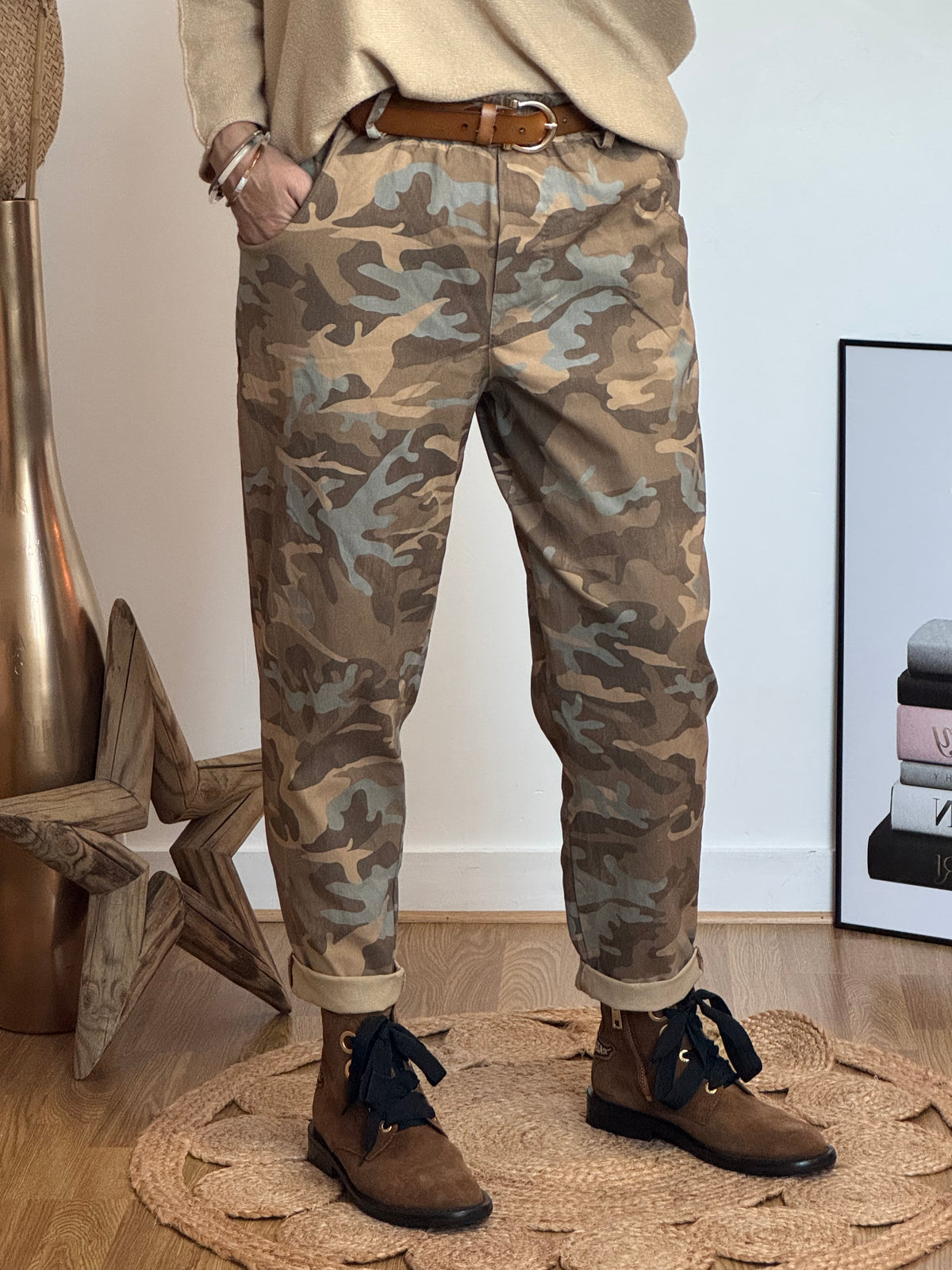 Pantalon Dakota camouflage camel
