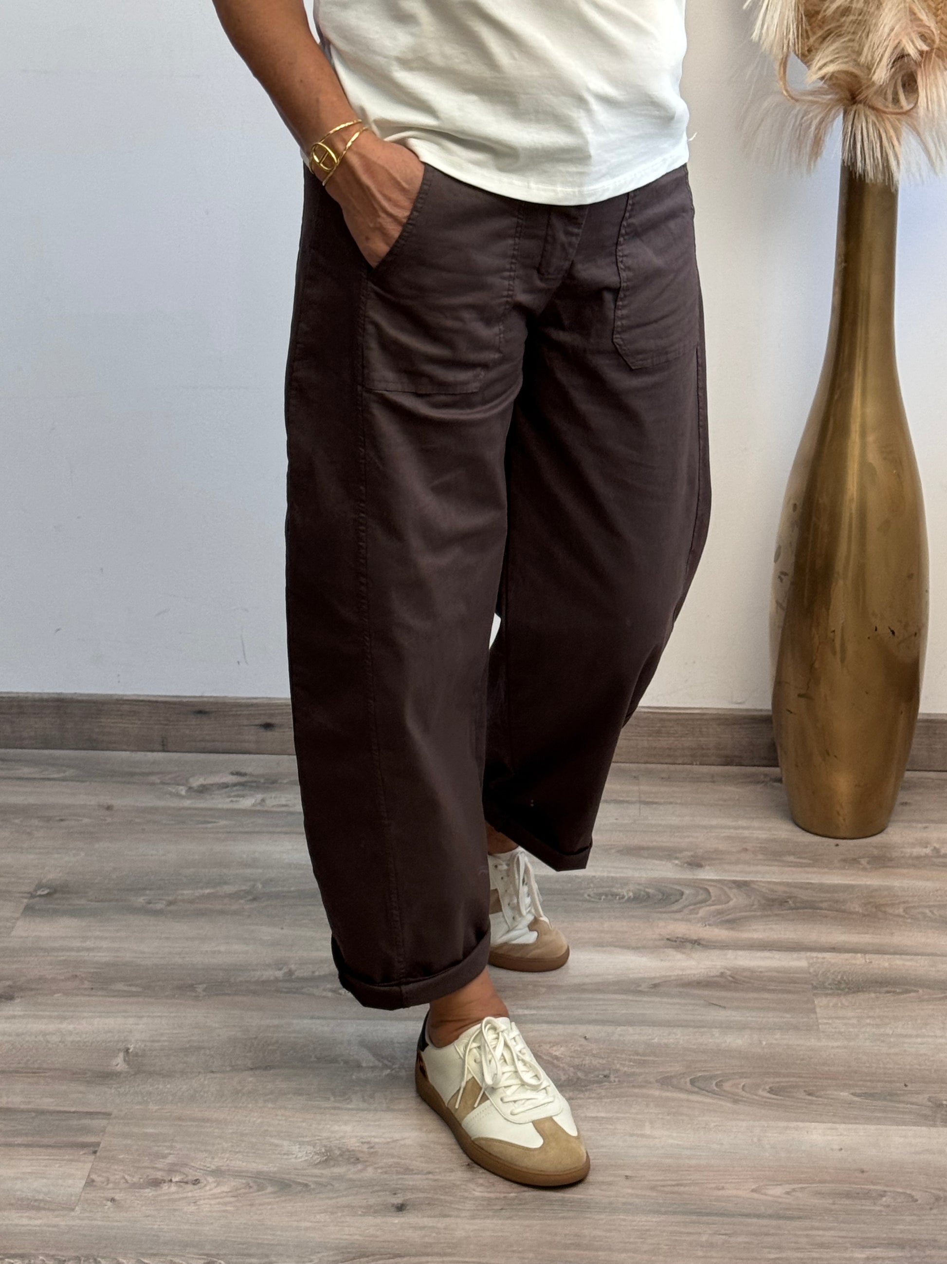 Pantalon barrel marron