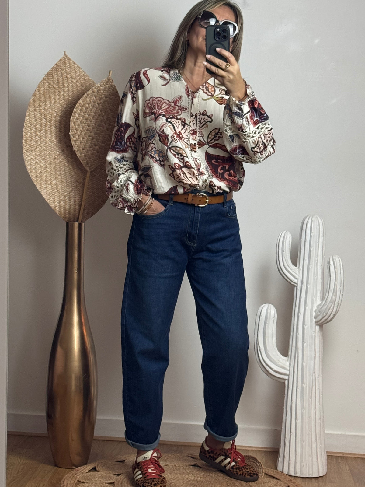 Jean barrel bleu denim