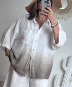 Chemise lin blanche/beige TU 38/48