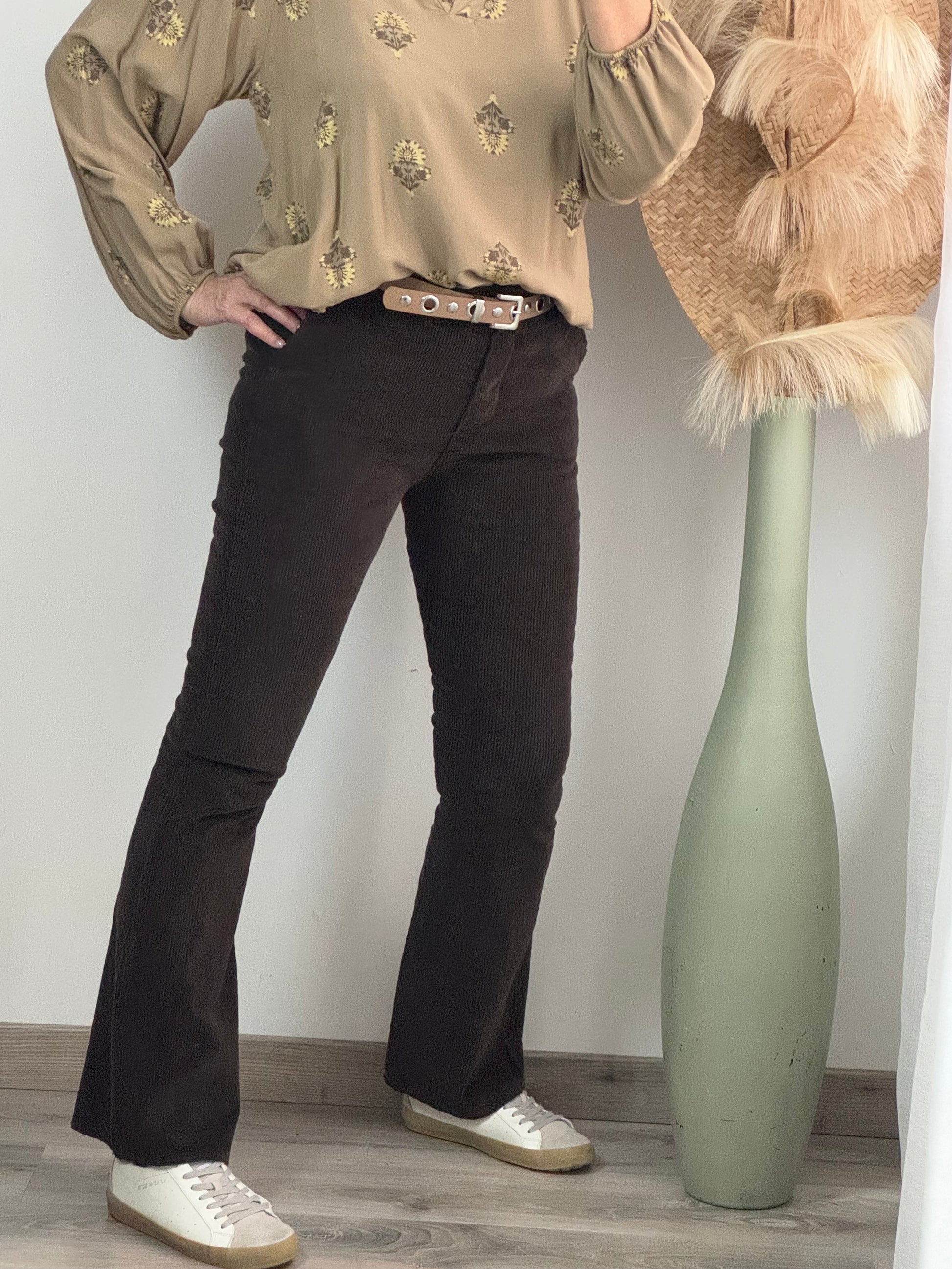 Pantalon flare velours chocolat