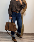 Jeans droit bleu brut cuffed avec revers