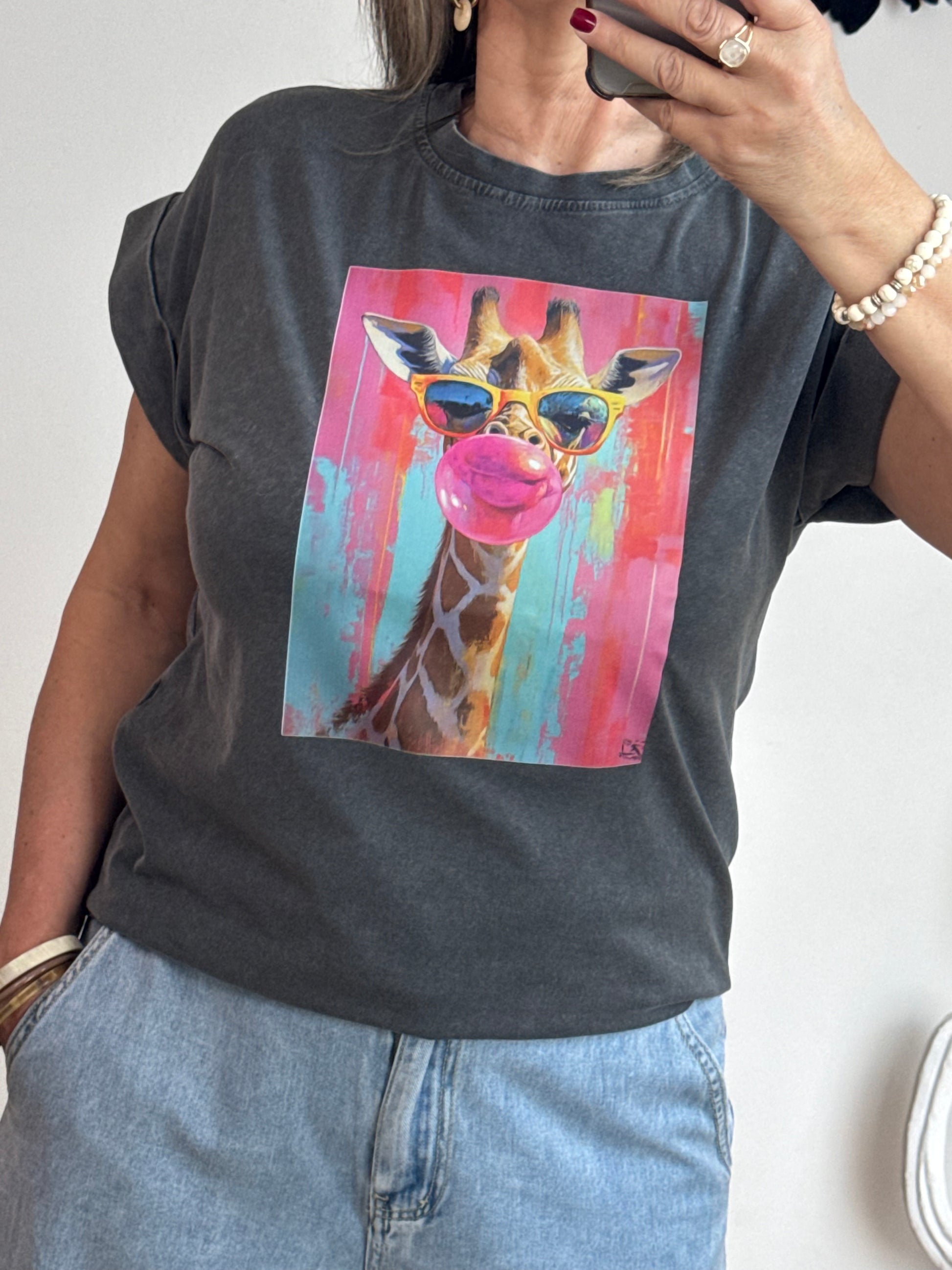 Teeshirt girafe noir