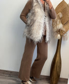 Veste sans manches fausse fourrure