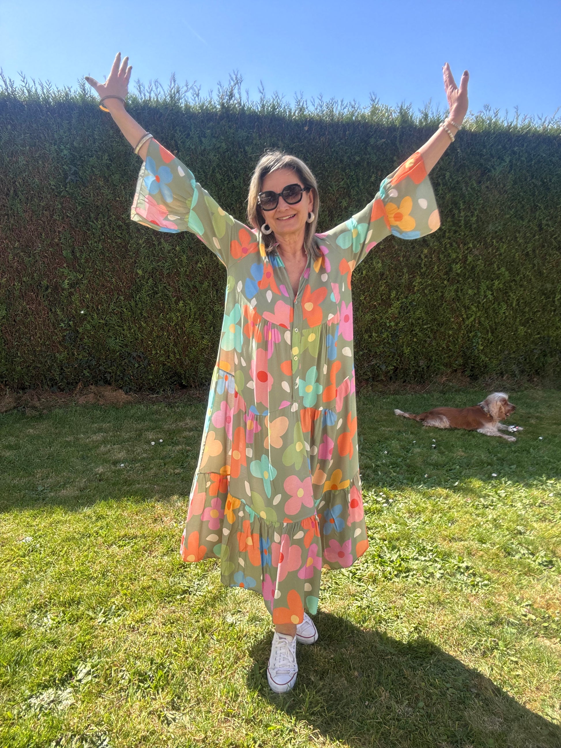 Robe kaki Floral multicolore