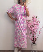 Robe teeshirt Léo rose fluo et Lila
