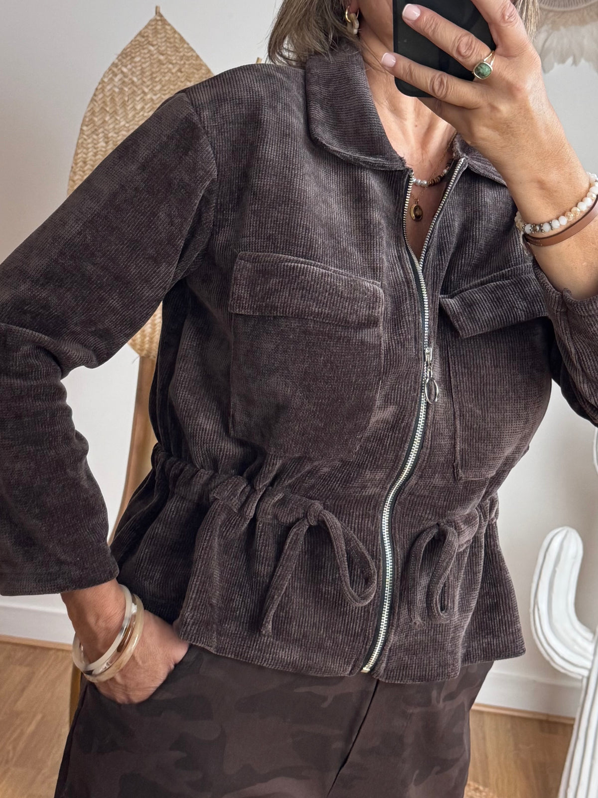 Veste velours milleraie marron