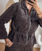 Veste velours milleraie marron