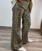 Jeans wide leg leopard