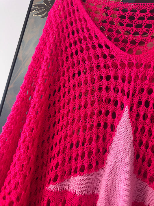 Pull crochet fuchsia