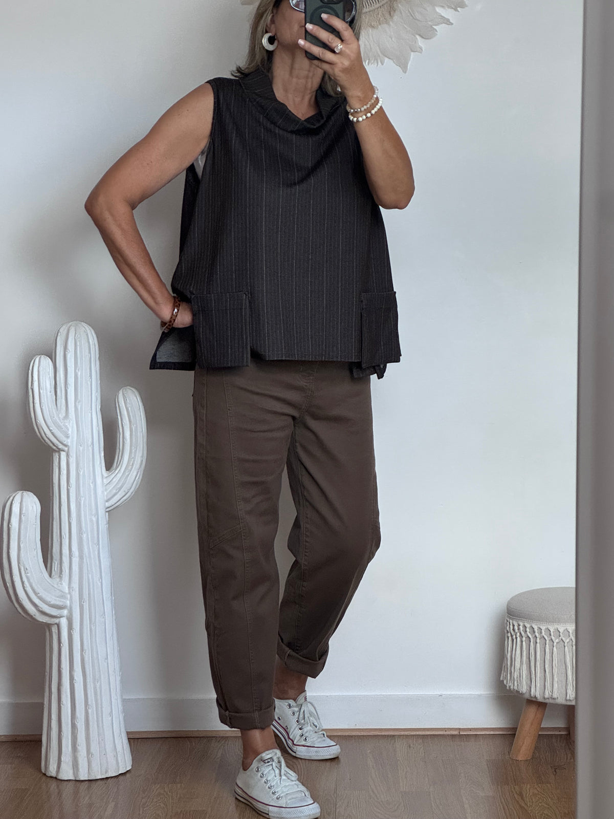 Jeans barrel taupe