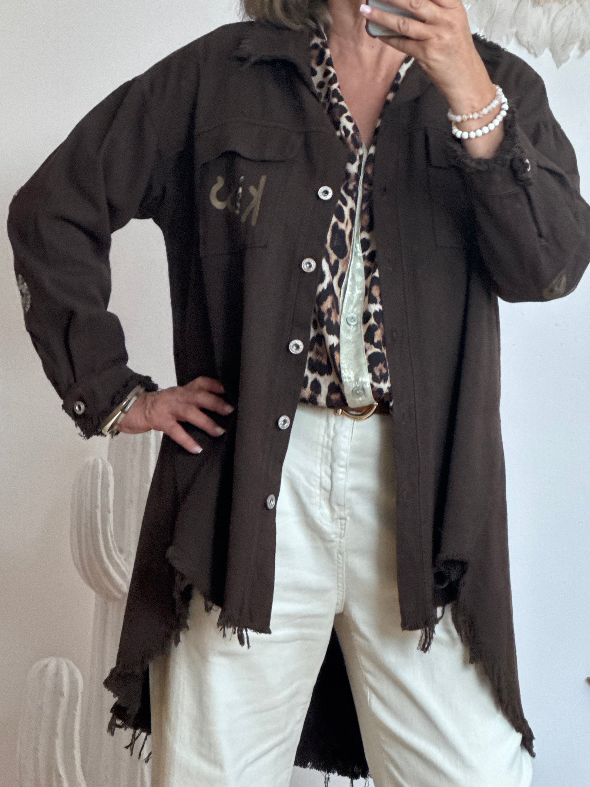 Veste jeans marron vintage