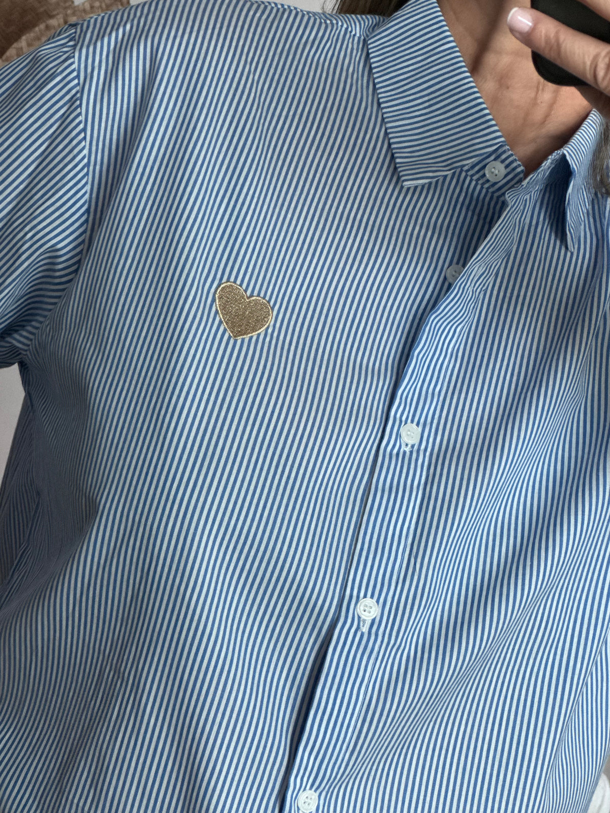 Chemise rayée bleue cœur doré du S/M au 4XL